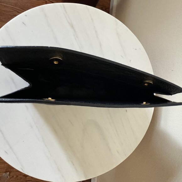 Vintage Carlos Falchi Buffalo Clutch Bag, Black Leather - Picture 5 of 13